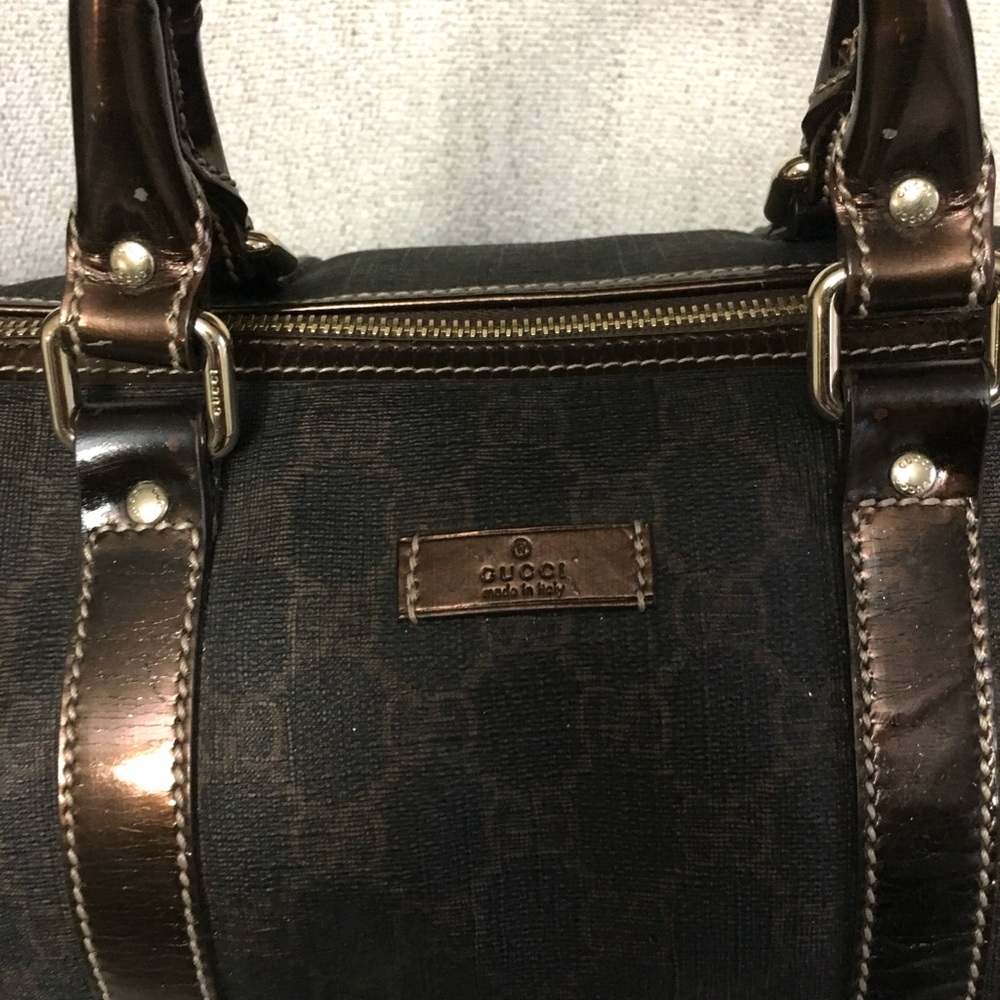 Authentic GUCCI Boston satchel bag brown gold - Picture 5 of 15